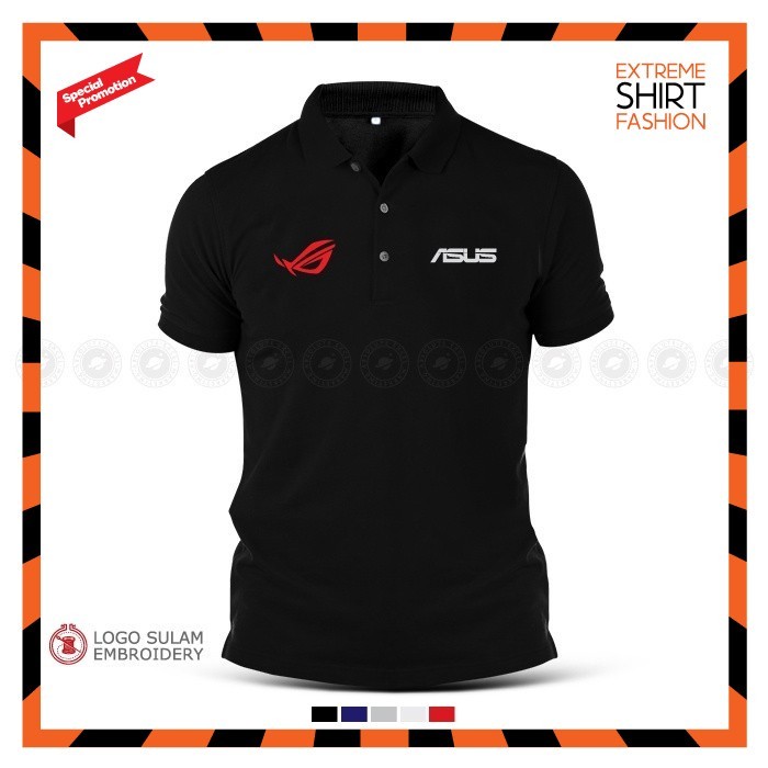โปโล เสื้อยืด ปัก Asus ROG Republic Of Gaming แล็ปท็อป พีซี จอคอมพิวเตอร์ เสื้อผ้าสมาร์ท แคชชวล แฟชั