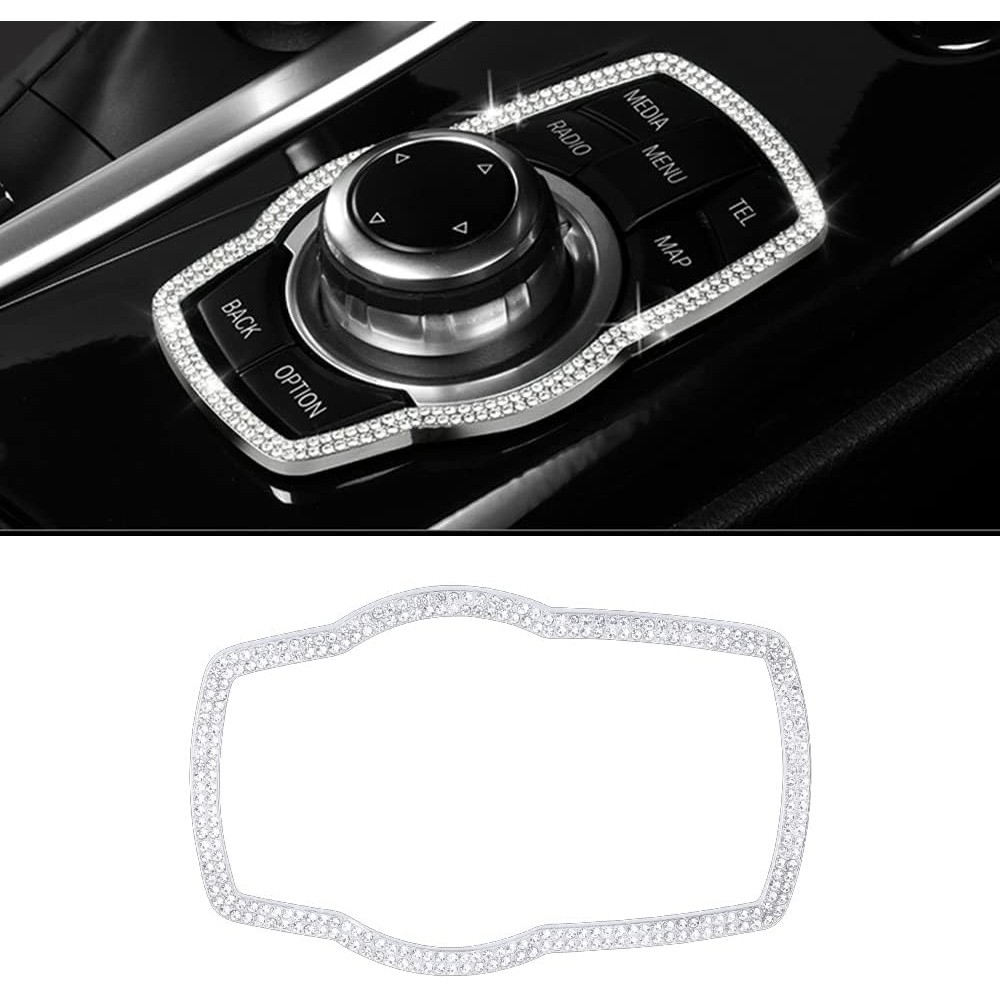 PIFOOG อุปกรณ์เสริม Fit สําหรับ BMW, คริสตัลมัลติมีเดียปุ่มตกแต่งกรอบสติกเกอร์เหมาะสําหรับ BMW 1 3 5