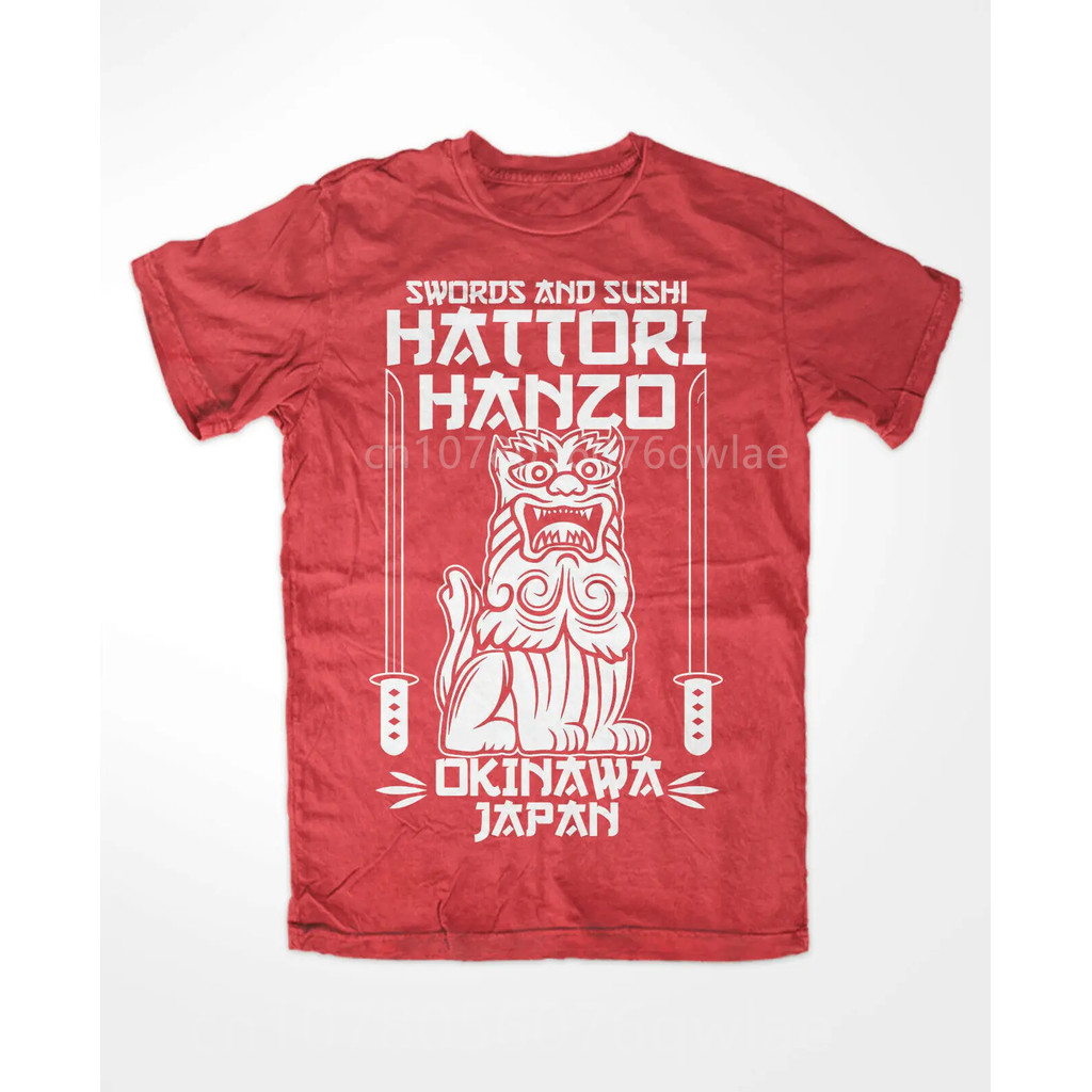 Hanzo RED Swords and Sushi Kill Bill Okinawa Japan tarantino T-Shirt Crew Neck Short Sleeves Loose F