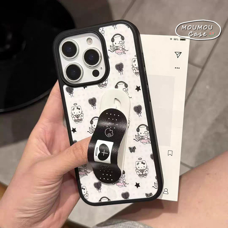 สําหรับ IPhone 17 16 11 15 16 x12 14 Pro Max AIR 16 15 Plus XR X Softcover หวานสีดํา Kitty สร้อยข้อม