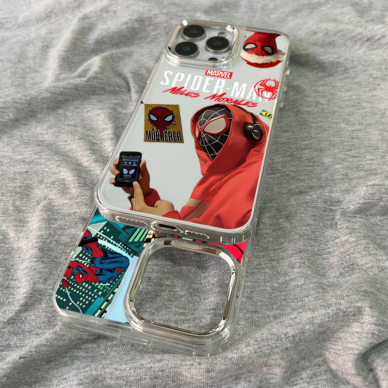 สำหรับ iPhone 11 13 12 14 15 16 pro Max XR Xsmax 6 7 8 14 15 16 Plus SE 2020 สไปเดอร์ เคสไอโฟนเคสใสกันกระแทกเคสซิลิโคน - รูปที่ 4