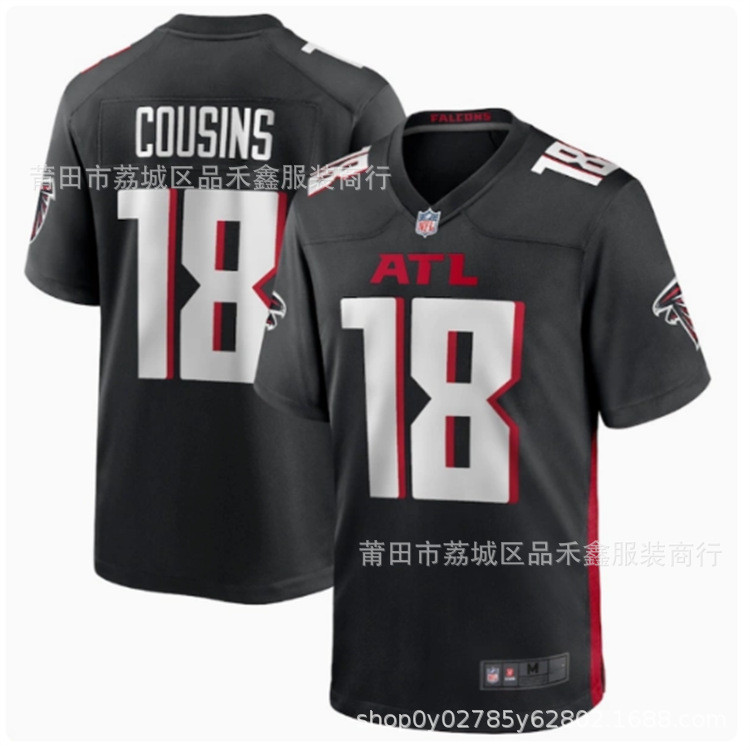 เสื้อยูกาไวน์ NFL Atlanta Falcons หมายเลข 18 Kirk Cousins สำหรับผู้ชาย พร้อมส่ง!