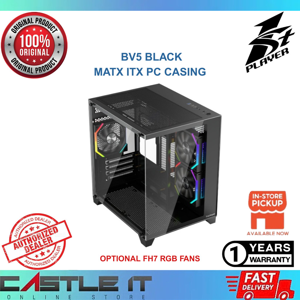 1ST PLAYER BV5 Black MATX ITX Gaming Casing อุปกรณ์เสริมพัดลม ARGB