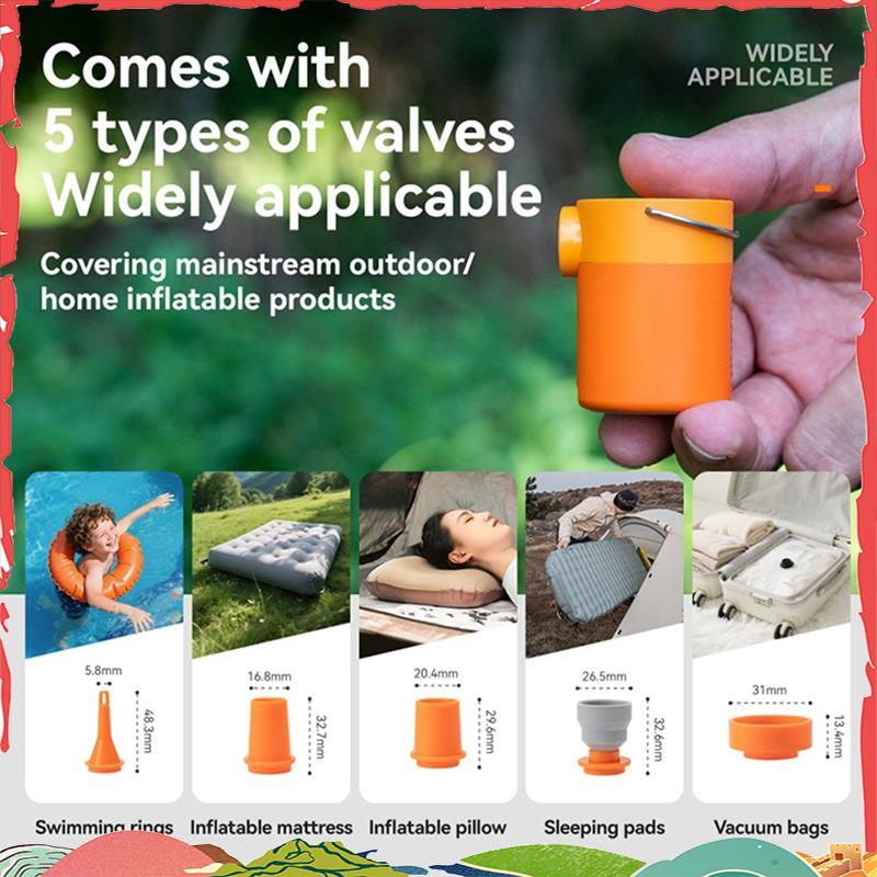 Quature ปั๊มลม Inflatable ปั๊ม Camping Light Type-C ชาร์จมินิแบบพกพากลางแจ้ง Inflator ปั๊ม