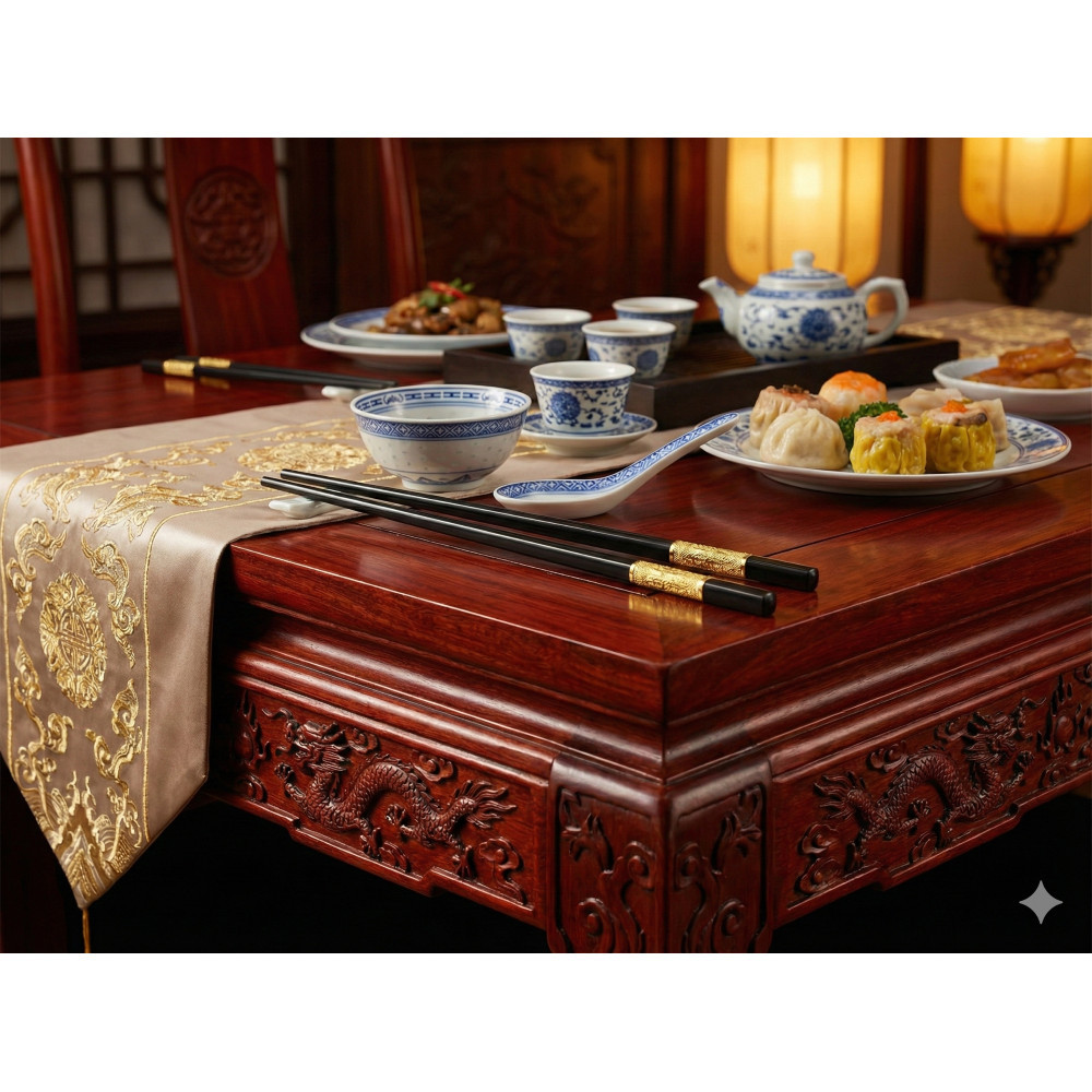 S0134 ตะเกียบจีน ตะเกียบญี่ปุ่น สีดำขอบทอง สวยหรู กันลื่น ไม่เป็นเชื้อรา ปลอดภัย Food Grade - รูปที่ 6