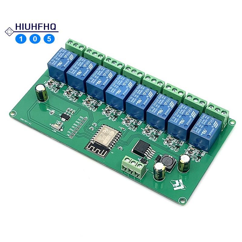 Hiuhfhq1068 ช่อง ESP8266 โมดูลรีเลย์ WIFI ไร้สาย ESP-12F บอร์ดพัฒนา DC 5V/7-28V E- APP รีโมทคอนโทรล