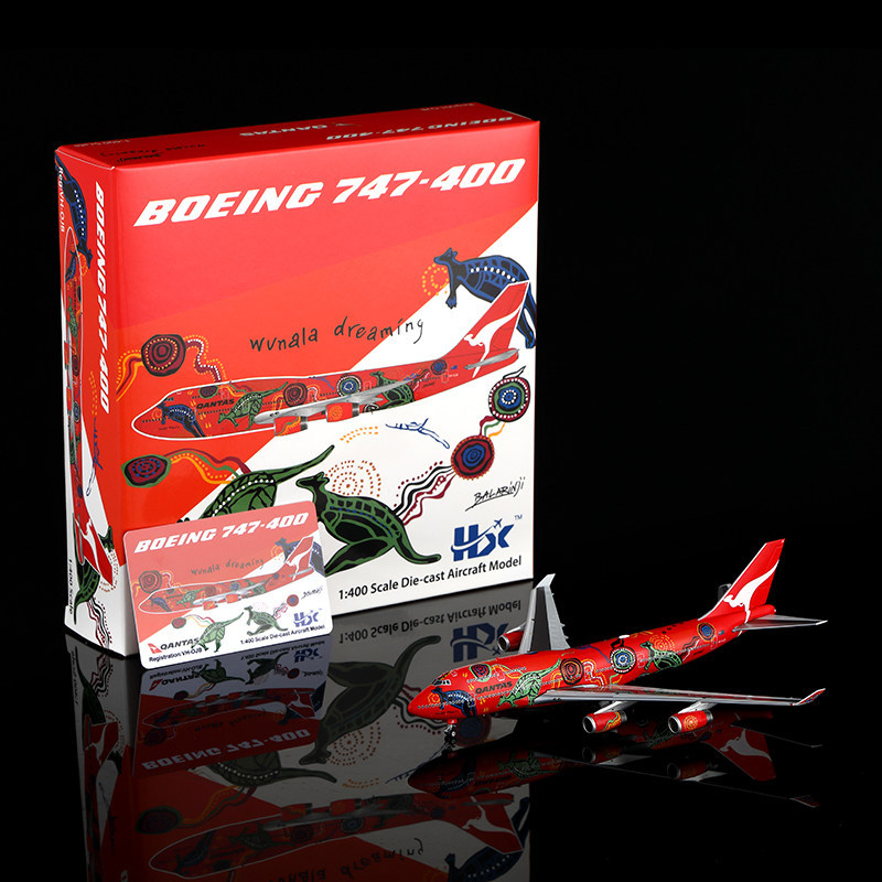 Hx Australian Airlines เครื่องดอกไม้สีแดง Kangaroo Dream B747-400 VH-OEJ VH-OJB 1: 400 โลหะผสม