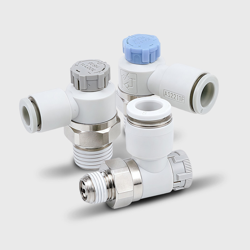 ขั้วต่อปรับนิวเมติก AS1201F-M5-04A คันเร่งกระบอก AS2201F-02-06SA AS2211F-01-08SA