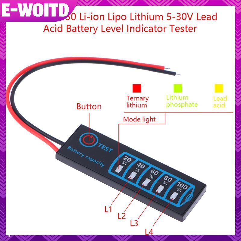 E-WIOTD 1S-8S Li-ion ลิเธียม 5-30V ตะกั่วกรดแบตเตอรี่ตัวบ่งชี้ระดับเครื่องทดสอบจอแสดงผล LCD โมดูลควา