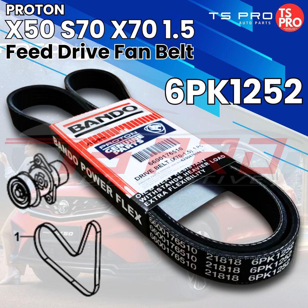 Geely Proton X50 S70 X70 1.5 6PK1252 Feed Drive Fan Belt Made by Bando 6600176510