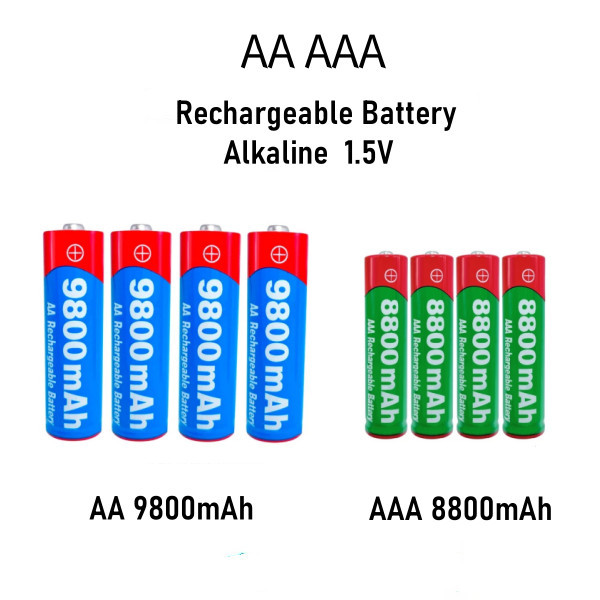 Original 1.5V อัลคาไลน์แบตเตอรี่ชาร์จ AA 9800mAh/AAA 8800mAh สําหรับนาฬิกาของเล่นกล้อง