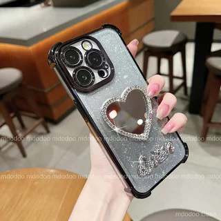 Diamond Love Mirror เคส For VIVO V70 FE V60 V50 V40 Lite V29E V30 Pro 5G V29 V27E V27 V21 Y29S Y04 Y72 Y16 4G S1 Y19 Y56 Y36 Y27S Y12A Y20 Y20i Y20S G Y11S Y12S 2021 Luxury Plating Fine hole Anti-drop Crystal Pearl Chain Exquisite Soft Phone Case JD 11