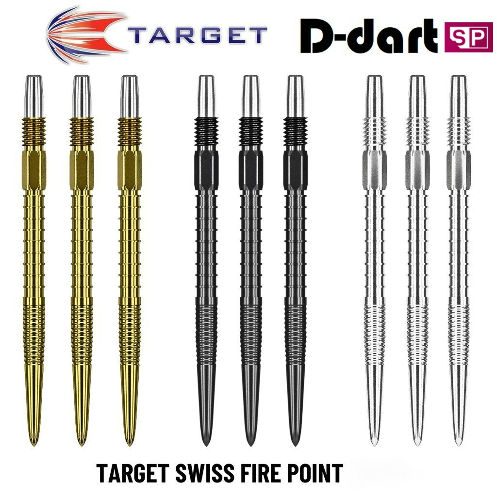 TARGET Dart Point - SWISS FIRE POINT BLACK/GOLD/SILVER REPLACEMENT STEEL DART POINT 3 ชิ้น/แพ็ค