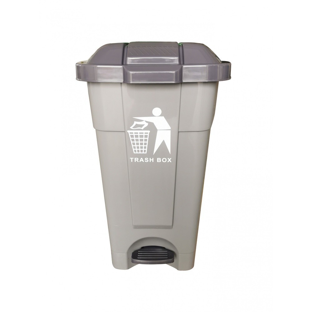 GlobalHouse ICLEAN ถังขยะเหยียบทรงเหลี่ยม 80 ลิตร ขนาด 55x51x75 ซม. รุ่น TG55312 สีเทา
