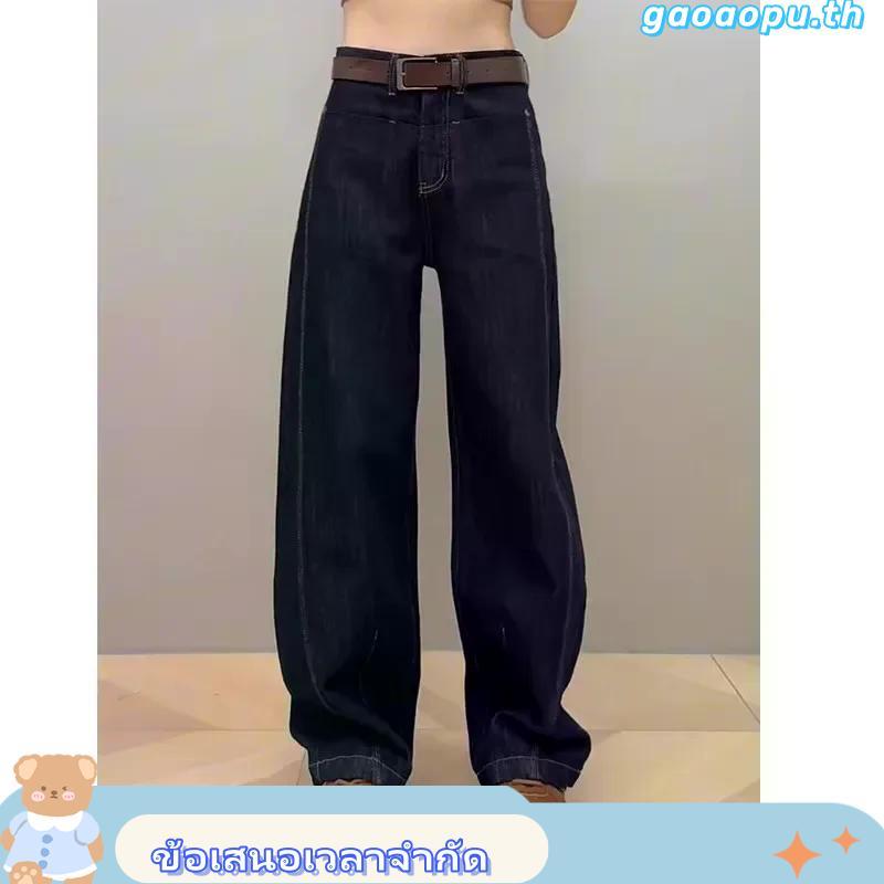 กางเกง saran ยีนส์ พลัสไซส์แคบขากว้างกางเกงยีนส์ผู้หญิงฤดูใบไม้ผลิและฤดูใบไม้ร่วงใหม่ไขมัน mm หลวมรู
