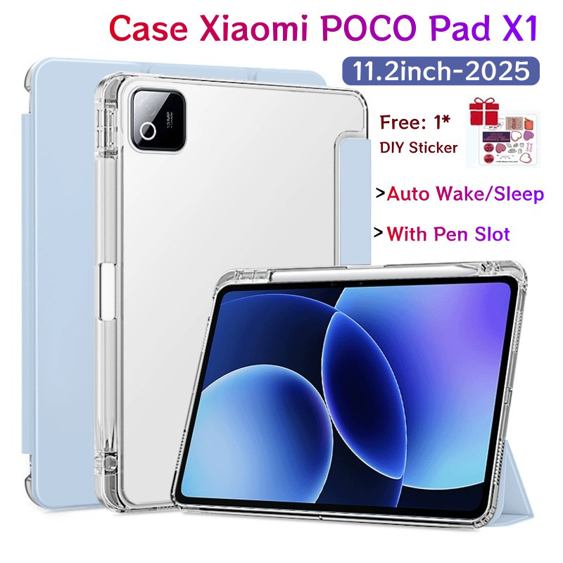 เคส Xiaomi POCO Pad X1 11.2 นิ้ว 2025 Flip Smart Case Magnetic Smart Casing With Slot Pen Auto Lock 