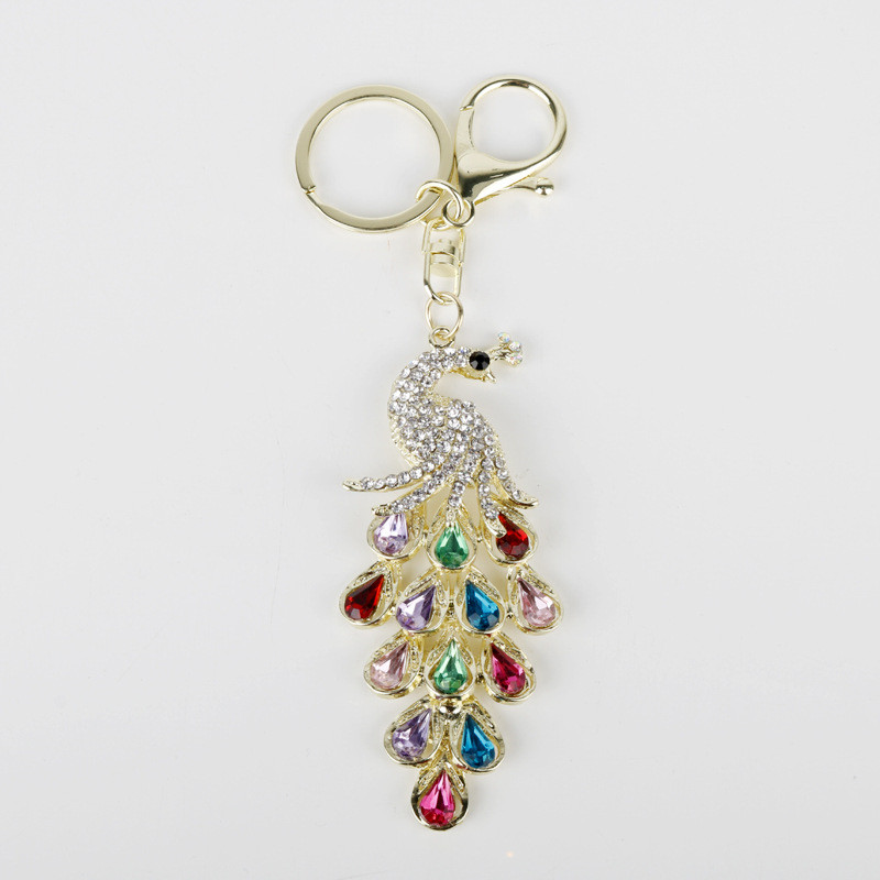 Spot Goods#Korean Version Alloy Peacock Keychain for Women Bag Pendant Car Decoration Creative Small