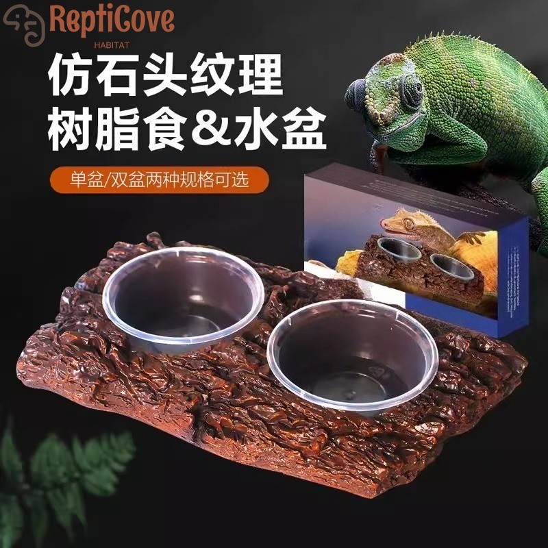 Rock Style Beetle Jelly Feeding Platform,ชามน้ําผลไม้สัตว์เลื้อยคลาน,ตุ๊กแกขนตา,กบแตร,Terrarium Land