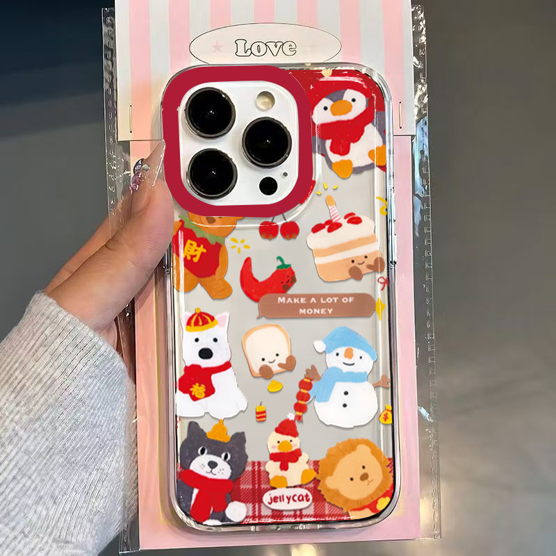 SAMSUNG สวัสดีปีใหม่สัตว์น่ารักโปร่งใสเคสโทรศัพท์สําหรับSamsung S23 FE S24 FE S25 S24 S23 S22 Plus Ultra S21 S20 FEฝาครอบ - รูปที่ 2