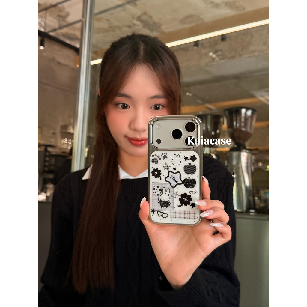การ์ตูนกระต่าย XINGX กระจกแต่งหน้าเคสโทรศัพท์ Anti-Fall สําหรับ iPhone 17 Promax 16 Promax 15 Promax 11 12 13 14plus 15plus 16e 16plus 15pro 17air