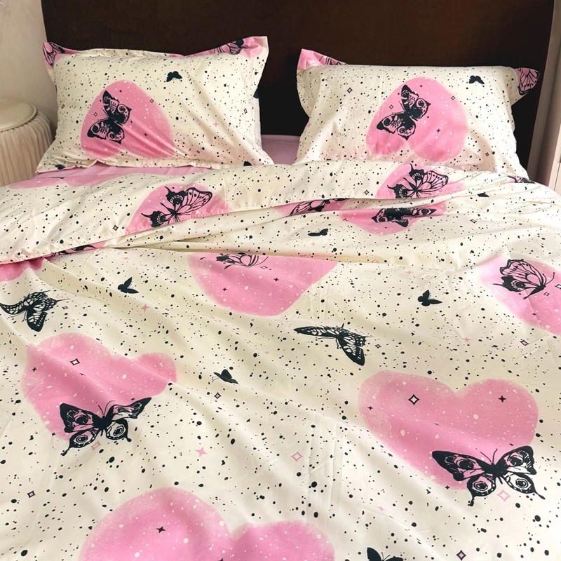 ชุดผ้าปูที่นอนลายหัวใจและผีเสื้อ พร้อมปลอกผ้านวมและปลอกหมอน 3.5/5/6 ฟุต thumbnail 3