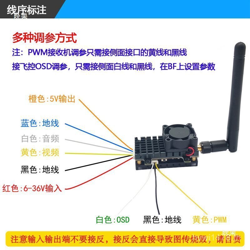 Transmission fpv จําลองภาพโมดูลโหมดคงที่ 5.8g เครื่องส่งสัญญาณ Wing 2w กล้องไร้สายเครื่องบินจําลองเก