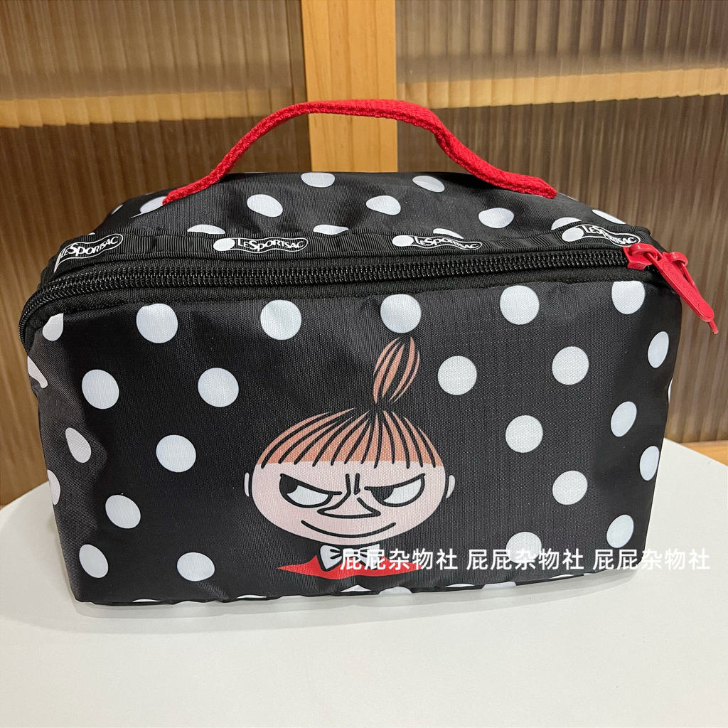 การ์ตูนน่ารัก Ami Polka Dot กระเป๋าเครื่องสําอางแบบพกพากระเป๋าเดินทางความจุขนาดใหญ่