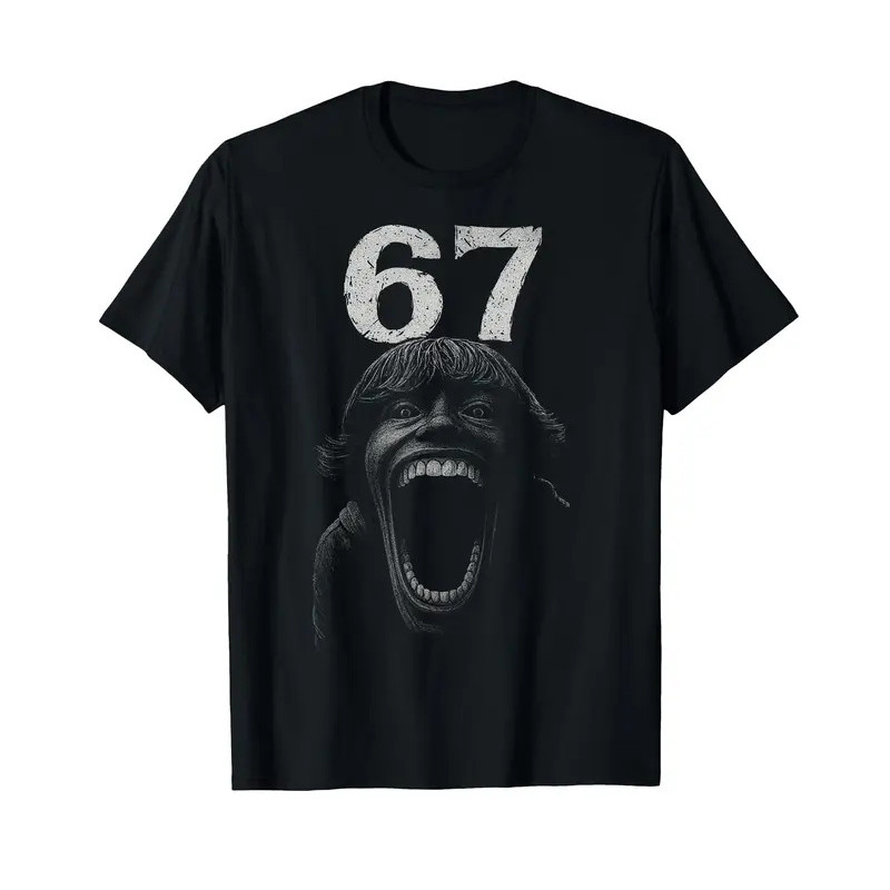 67 Six Seven Bootleg 6 7 Meme Design เสื้อยืดตลก 6 7 สำหรับผู้ชายและผู้หญิง เสื้อยืด 100% ผ้าฝ้าย แขนสั้น เสื้อยืดวินเทจ