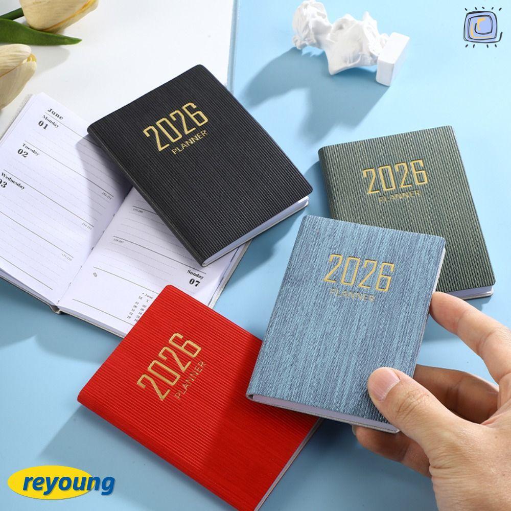หนังสือนัดหมาย REYOUNG, Pocket A7 2026 Agenda Book, Portable with Calendar Diary Weekly Planner Scho