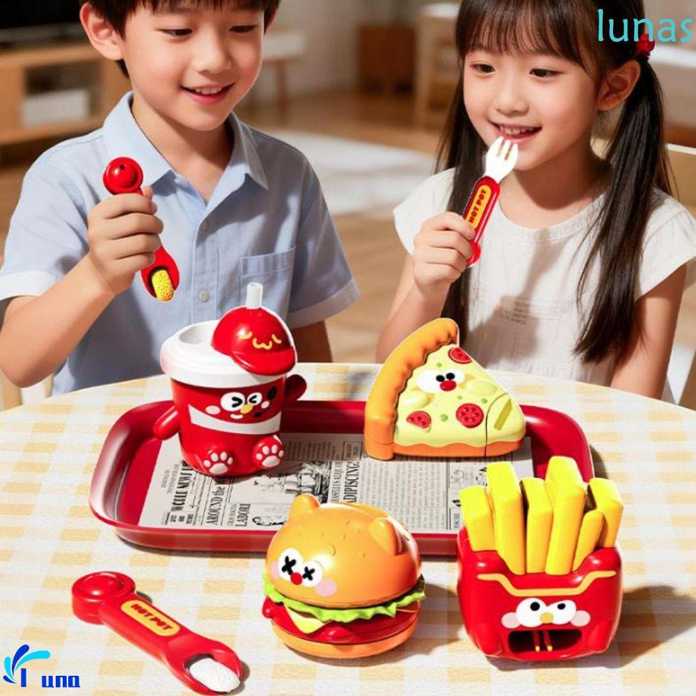 LUNASOL Hamburg Pudding Set Feeding Toy, Early Education Food Feeding French Fries Pudding Toy, Nove