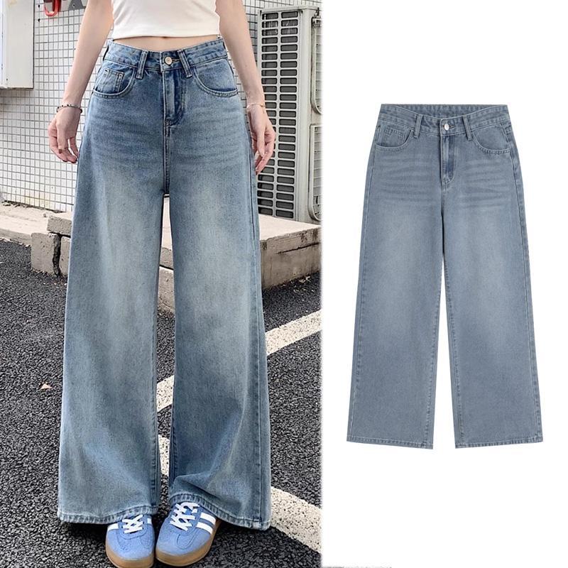 Yoka  ไซซ์ S-3XL กางเกงยีนส์ สไตล์เกาหลี แนววินเทจ เท้ากว้าง สวยๆเก๋ๆ Clothing Jean Lady ผู้หญิง