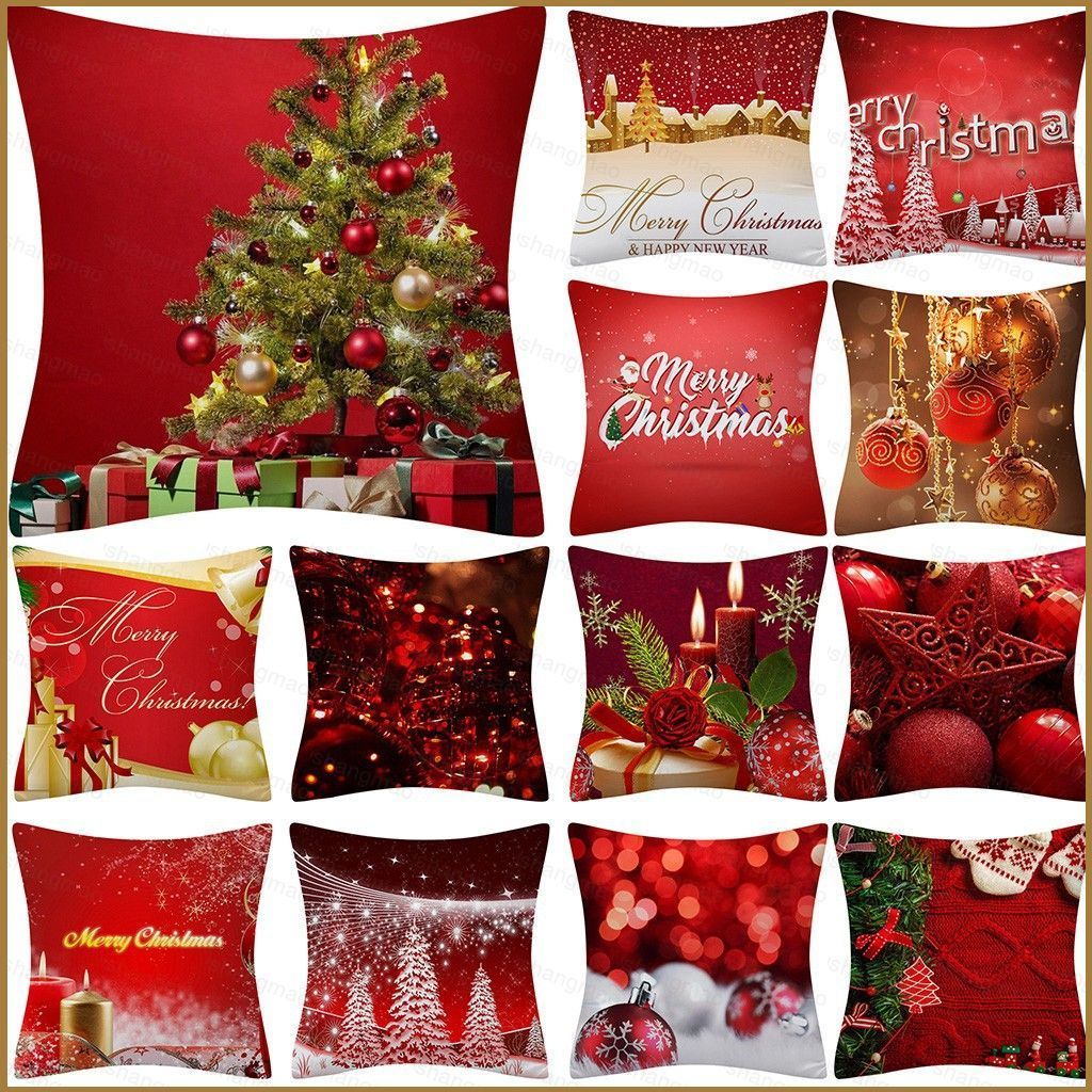 XX1J Merry Christmas หมอน Glitter โซฟาโยนเบาะรองนั่ง Home Office สบายผิวตกแต่งปลอกหมอน 45*45c