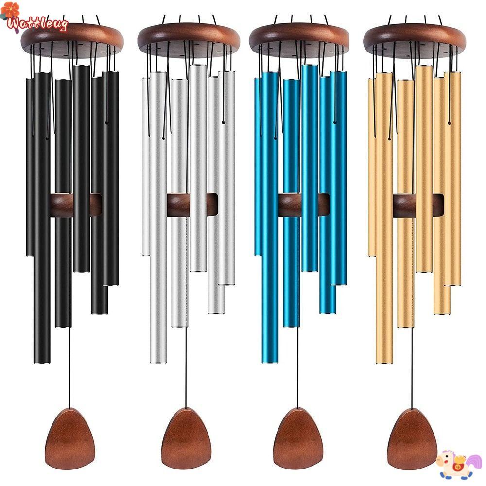 WATTLEUG กระดิ่งลมอลูมิเนียม,บรรยากาศเซน 6 แท่งหลอดโลหะ Windchime,จี้ 26/32/37 นิ้วสวนระฆังลมขนาดใหญ่