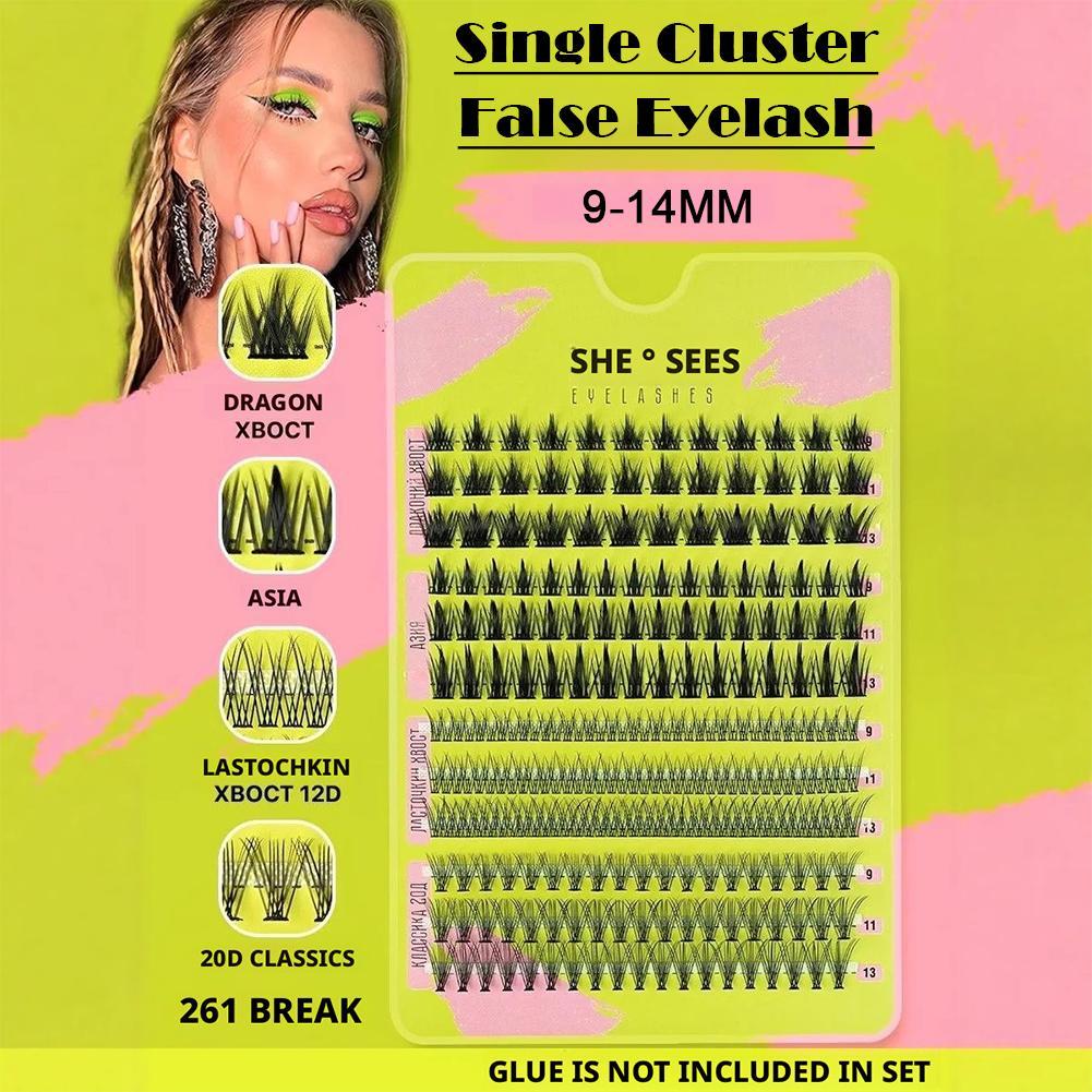 9 14 มม.Fluffy Lash Clusters Salon ธรรมชาติดู Easy Reusable แต่งหน้า Flaselashes ทา J8n5