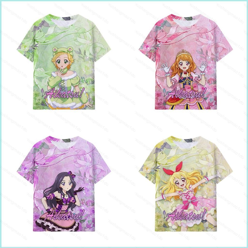 XS1 Aikatsu STARS Nijino Yume Sakuraba Rola เสื้อยืดฤดูร้อนอะนิเมะแขนสั้น XS1