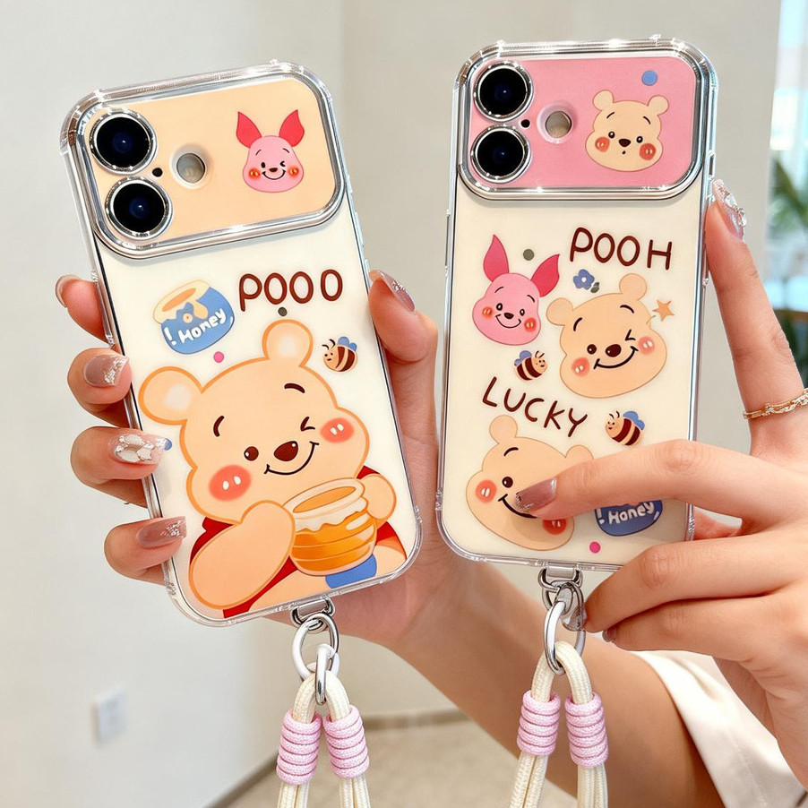 💖No💖เคสหมีพูห์น่ารัก เวอร์ชันคู่รัก มาพร้อมสายคล้อง เคส iPhone 17PROMAX เคสไอโฟน 13PRO 16PRO 15 14PLUS 12 11-CHX6DSC95