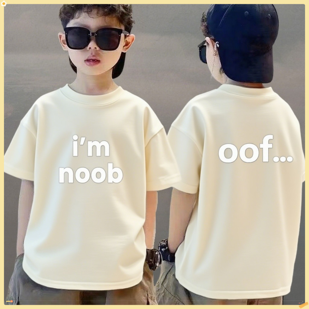 PlayTee เสื้อยืด cotton คอกลม โคตรนุ่ม แขนสั้น เสื้อแฟชั่น t shirt 'I'M NOOB' ไม่ต้องรีด อายุ 2-9 ปี
