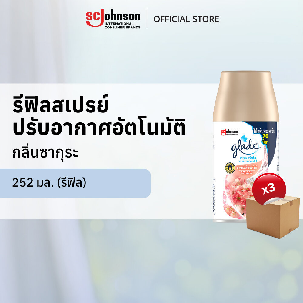 [ยกลัง] เกลดออโตเมติค สเปรย์ปรับอากาศอัตโนมัติ กลิ่นซากุระ 252 มล ชนิดรีฟิล (แพ็คคู่ x 3)