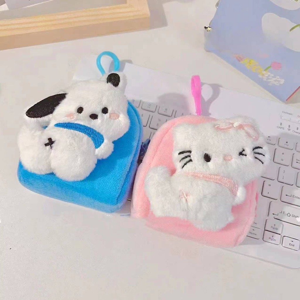 กระเป๋าใส่เหรียญมินิพัชชาด็อกสีฟ้า น่ารัก ใส่หูฟังได้ ห้อยพวงกุญแจ ของขวัญ