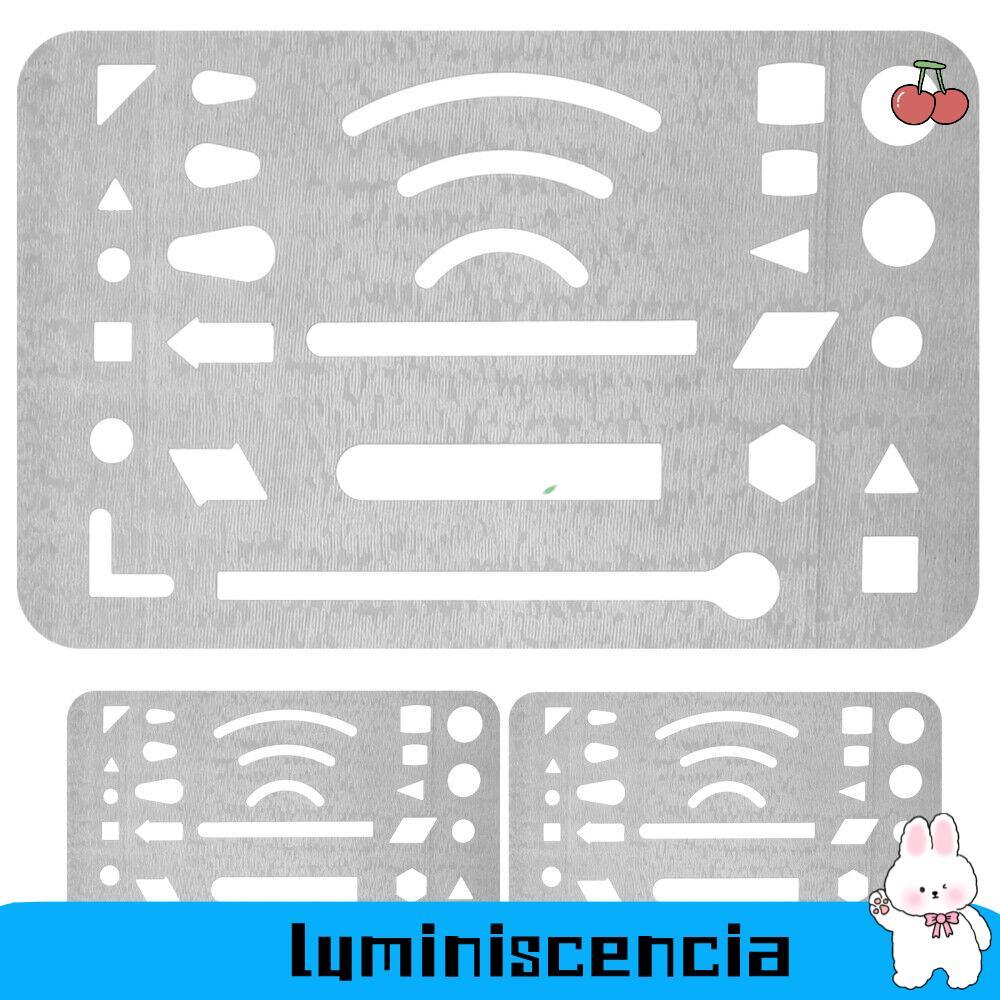 LUMINESCIA 3 ชิ้น Erasing Shield, 27 หลุม Craft Stencils วาดร่าง, แบบพกพา Letter Shield Geometric Ci