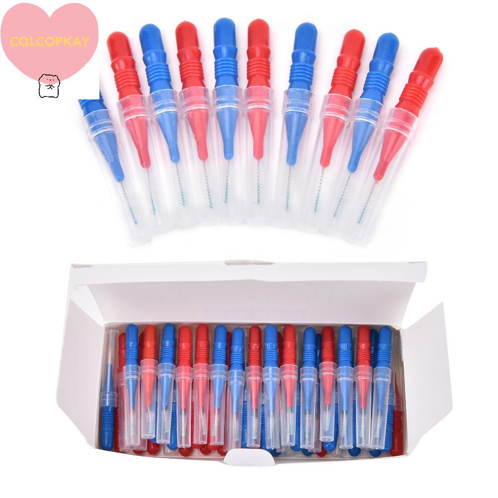 HANHAI 50X ทําความสะอาดหัวไหมขัดฟันสุขอนามัยพลาสติก Inter Brush Toothpi TH