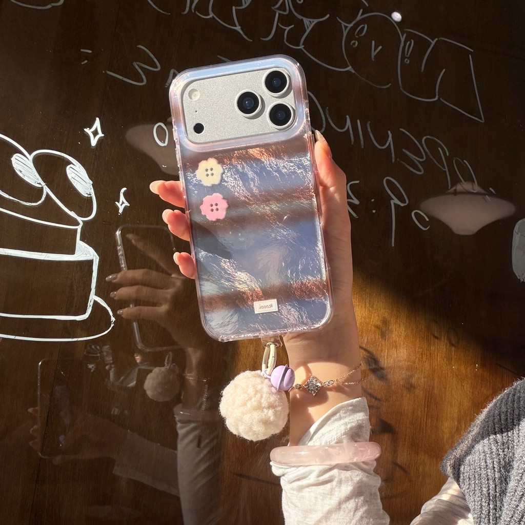 เคสไอโฟนลายดอกไม้กระดุมเหมาะสําหรับ ไอโฟน 17 มือโปร สูงสุด, ไอโฟน 17, ไอโฟน 16, ไอโฟน 15, ไอโฟน 14, 