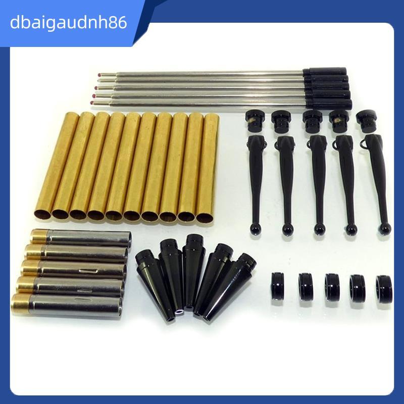 READY STOCKX 5 Woodturning Fancy Slimline Pen Kits Twist กลไก, Black Chrome Finish