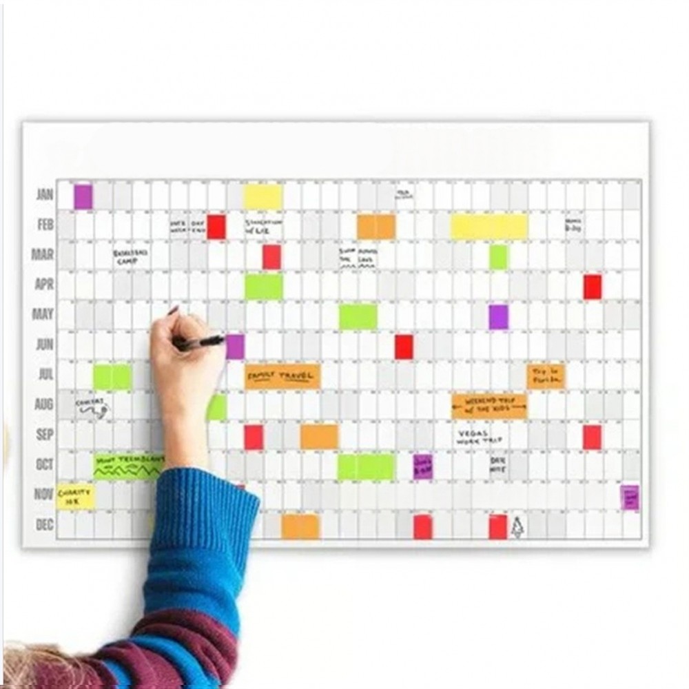 Dry Erase Calendar Visual Organizer Dry Erase Marker รวม 4x3 มุมมองรายปี