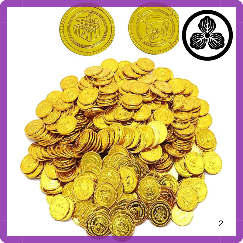 [FUPUTWO] Antique Gold and Silver Pirate Coins Treasure Chest - 300 Collectible Coins