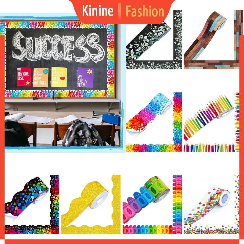 KIN สีสัน Dot Border Trim Bulletin Border ห้องเรียนตกแต่งขอบกาว Bulletin Board Border Trim Bulletin Border
