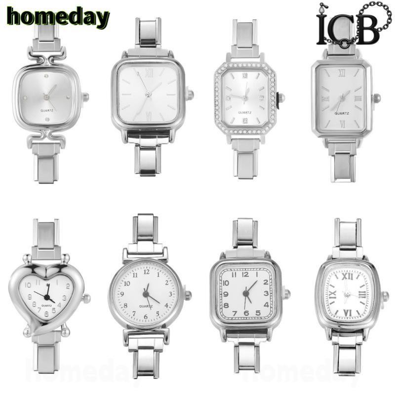 Silver Header หน้าปัดสีขาว DIY สายโมดูลดิจิตอล Splicing นาฬิกา Vintage Wild Modular นาฬิกาอิตาเลี่ยน Charm สร้อยข้อมือสแตนเลสสร้อยข้อมือแฟชั่นอุปกรณ์เสริม