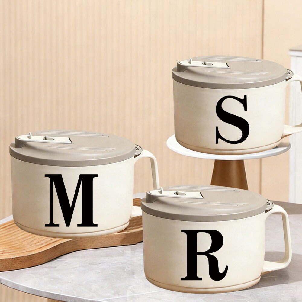 Ramen Bowl With Strainer Lid For Daily Use – Anti-Scald Microwave Safe Noodle Bowl With Lovely Print