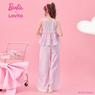 Barbie™ X Lovito แคชชวล เสื้อลําลองหรือกางเกงลําลองลายกระเป๋าสําหรับฤดูใบไม้ผลิ/ฤดูร้อน เสื้อหรือกางเกงผู้หญิง เกาหลี อินเทรนด์ PSBL2PAD031