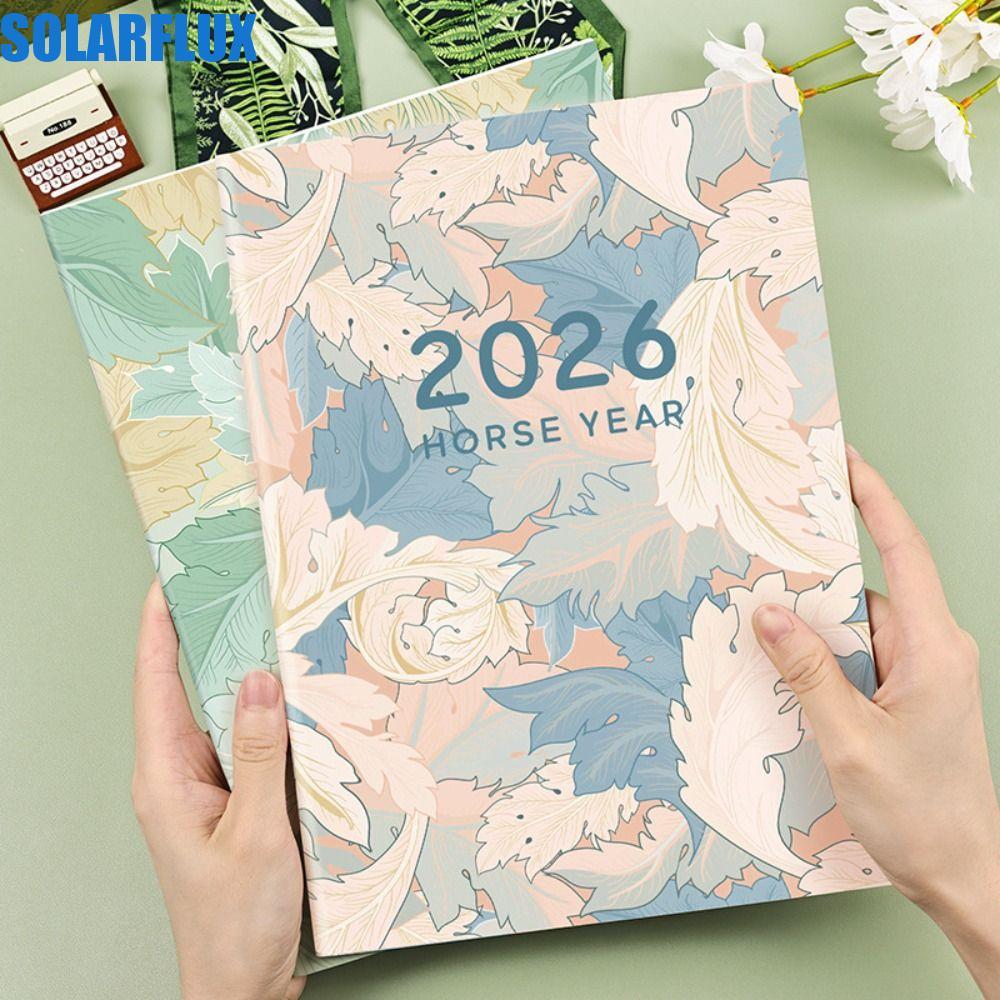 SOLARFLUX 2026 Calendar Planners, A4 ขนาดการออกแบบประสิทธิภาพรายปี Planner, Journal a5 ขนาดของขวัญนักเรียน 24 แผ่น Weekly Agenda Life Check-in